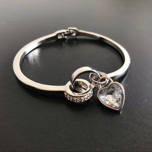 silver bracelet with crystal heart charm